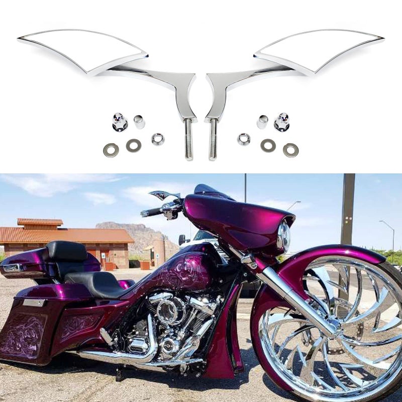 MISS MOLY زوج من المرايا الجانبية للدراجة النارية من الكروم للرياضي XL 883 1200 Road King V-Rod Street Glide Electra Glide Dyna Softail 1982-2018 - Image 5